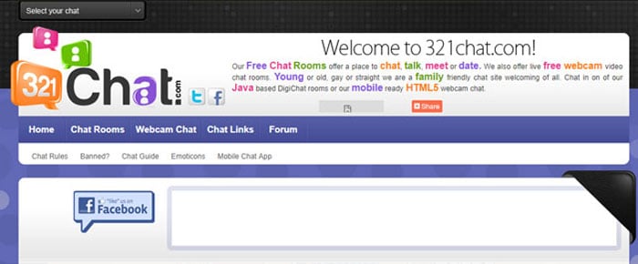 Screenshot of 321chat.com in 2013