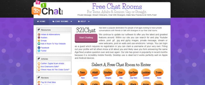 Screenshot of 321chat.com in 2018